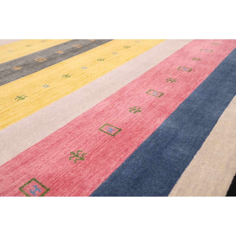 ECARPETGALLERY Hand Loomed Kashkuli Gabbeh Multi Color Wool Rug - 6'8 x 9'9