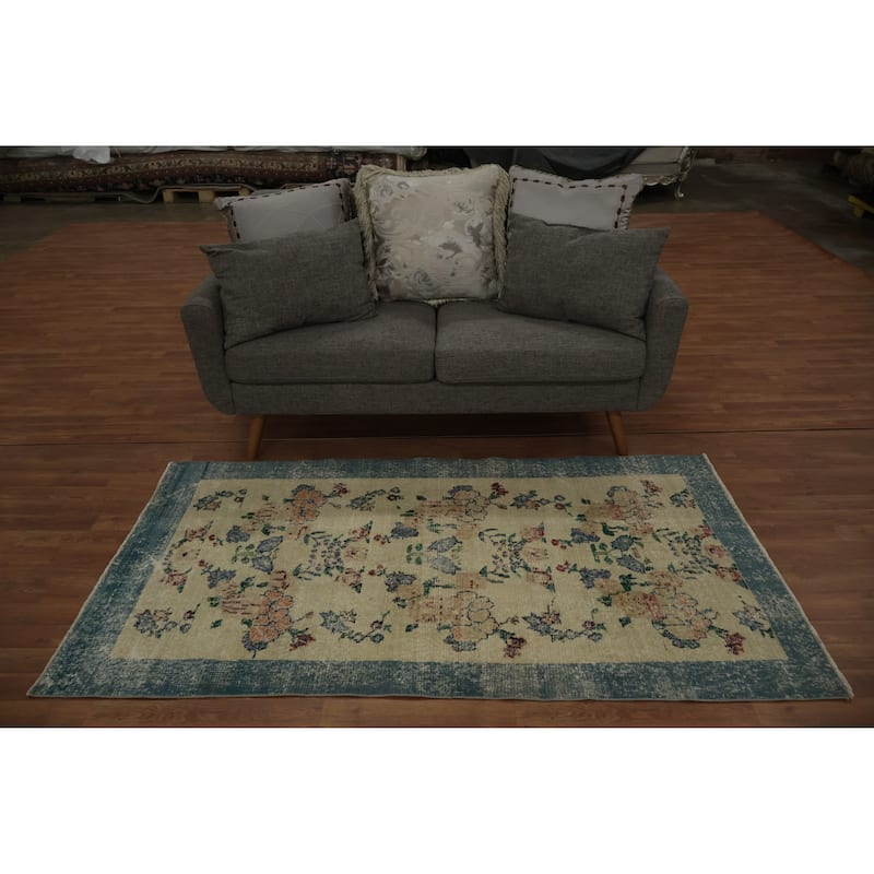 Hand Knotted Oriental 100% Wool Carpet Transitional Floral Beige & Ivories Anatolian Area Rug - 6' 4'' X 3' 6''