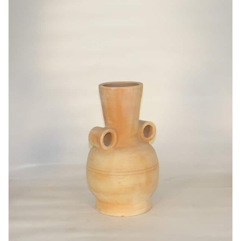 Solid Long Neck Terracotta Vase - 15" - Brown