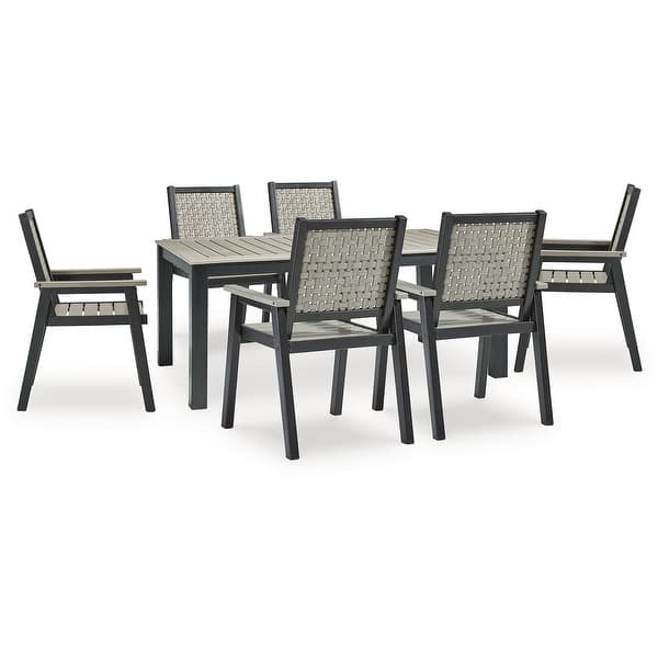 Mount Valley 7 Piece Outdoor Dining Set - Driftwood/Black