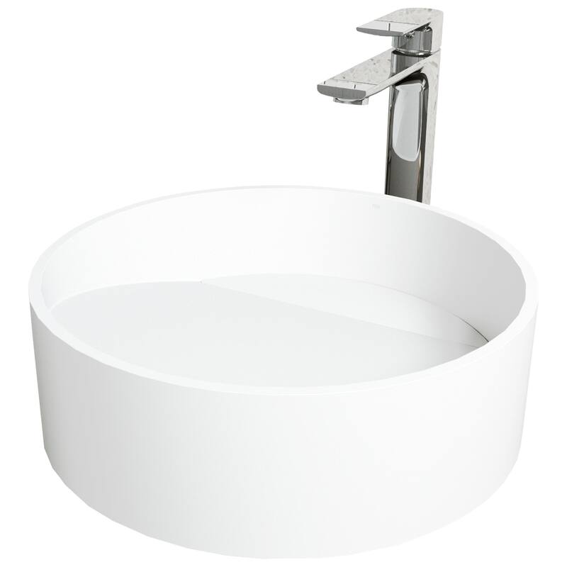 VIGO Starr 15"L x 15"W MatteStone Vessel Sink and Norfolk 11"H Faucet Set