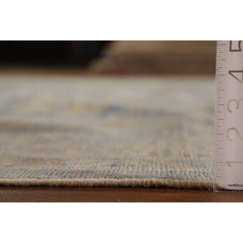 Hand Knotted Oriental 100% Wool Carpet Transitional All-Over Greys & Charcoal Oushak Area Rug - 12' 4'' X 9' 3''