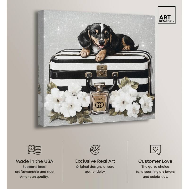 Doxxie Luggage Flowers Canvas by Art Remedy, Gallery Wrapped