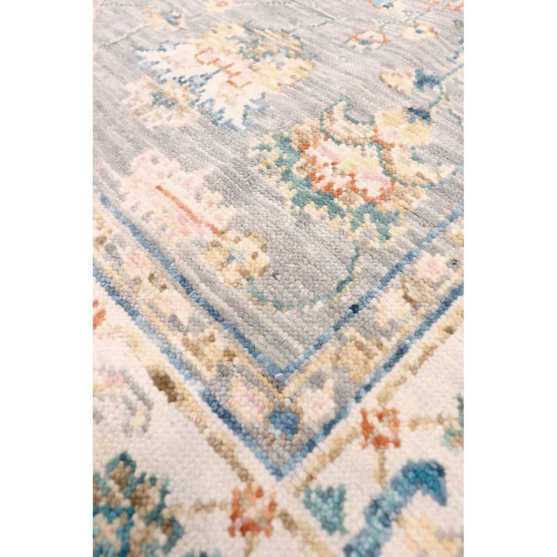 Pasargad Home Oushak Hand-Knotted Wool Grey Area Rug - 6' 0'' X 9' 2''