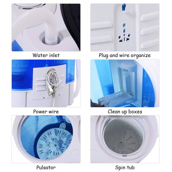 Shop Costway Portable Mini Washing Machine Compact Twin Tub 15 4lbs Washer Overstock 15815706