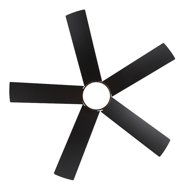 42"/52" Modern Black Flush Mount Ceiling Fan with LED Light and Remote
