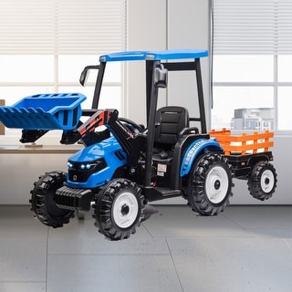 3-in-1 Pedal Ride-On Tractor with Loader, Backhoe Digger, and Removable Trailer, 24V Electric Vehicle for Kids