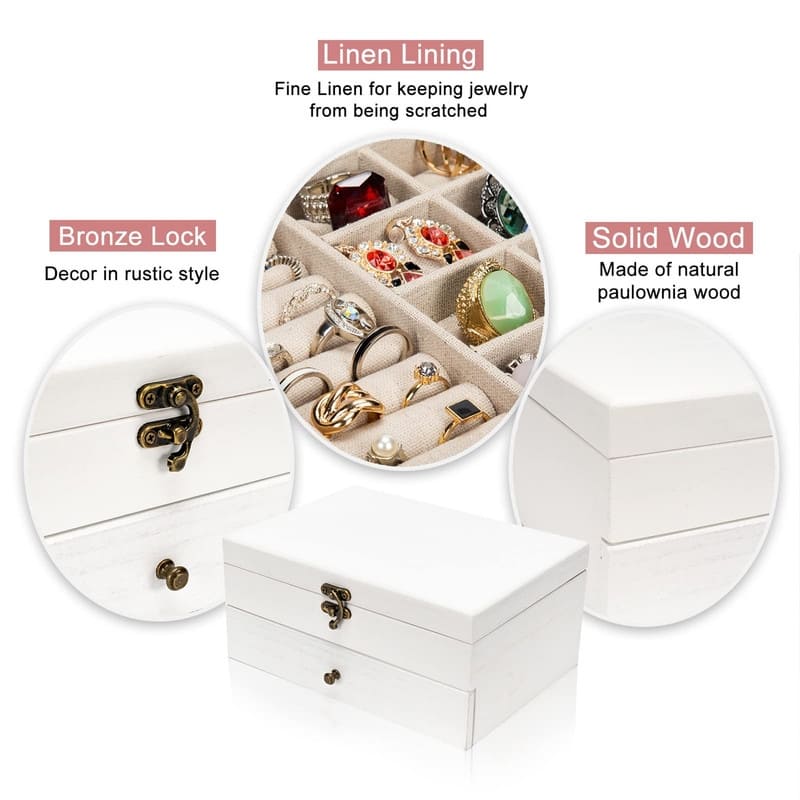 Jewelry Box for Women - 7"D x 10"W x 4.8"H