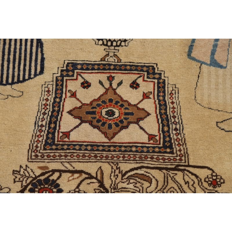 Pre-1900 Antique Vegetable Dye Kashan Mohtasham Persian Rug - 4'9"x 6'10"