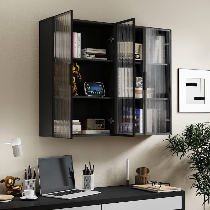 Wall Mounted Storage Cabinet with Glass Door, Bathroom & Kitchen Wall Cabinet for Bathroom, Toilet & Balcony