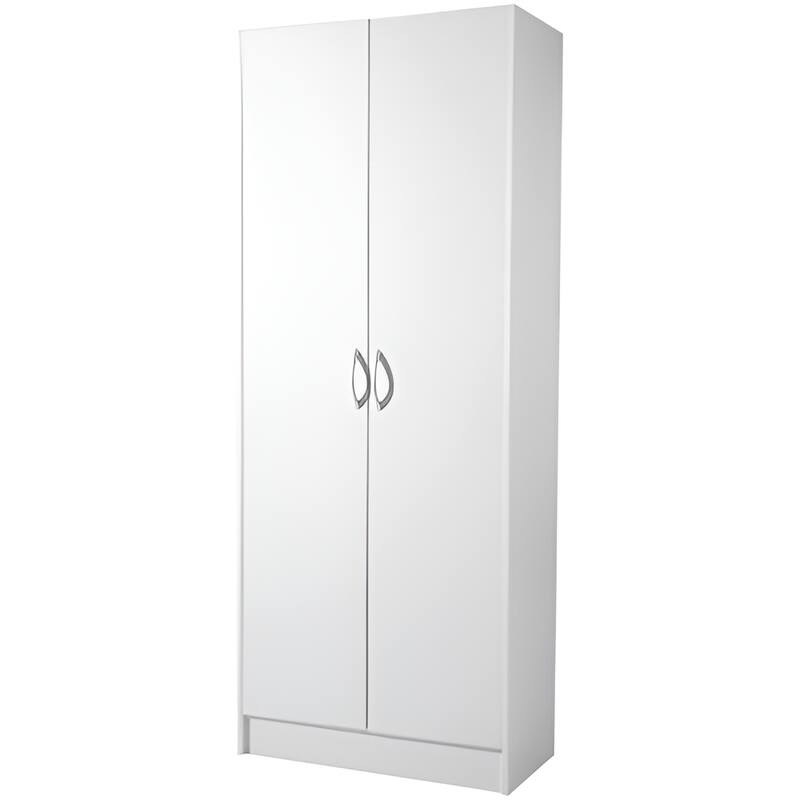 White MDF Kitchen Pantry Cabinet with 2 Doors and Adjustable Shelves - 24” L x 12” W x 60” H - White