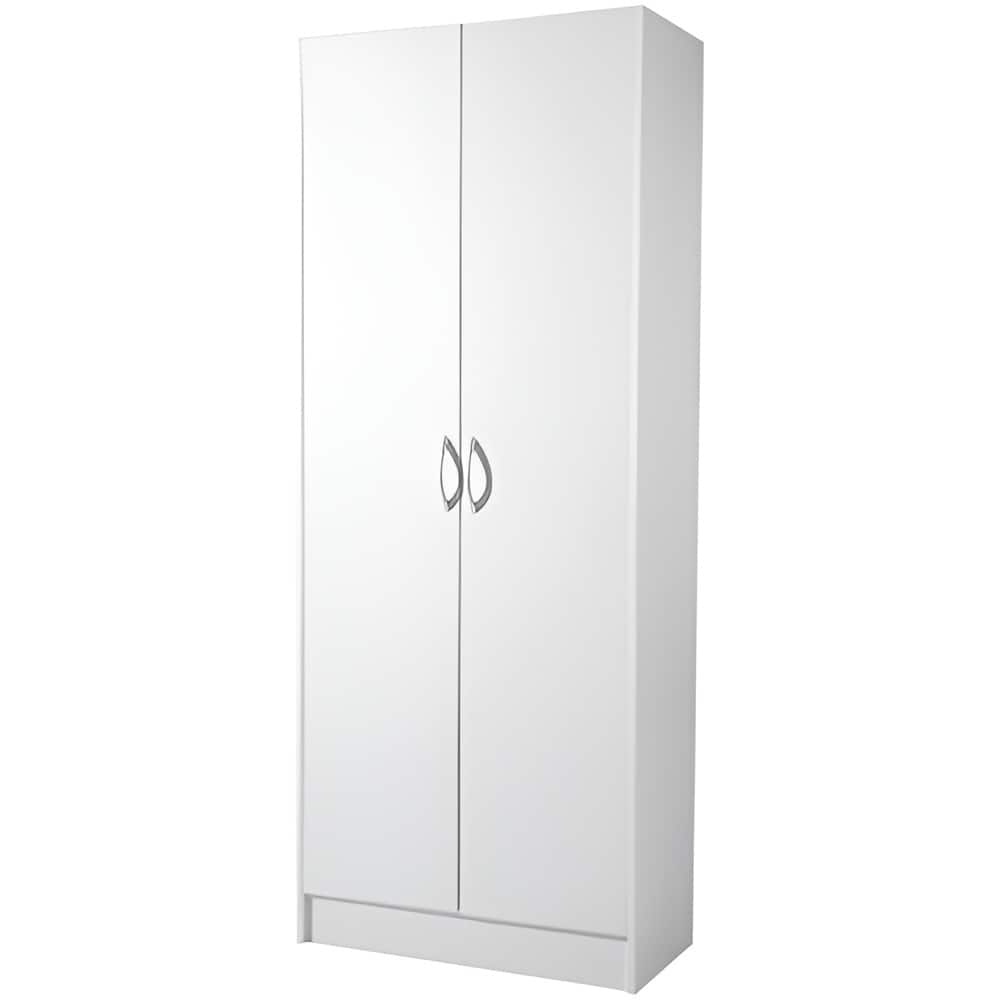 White MDF Kitchen Pantry Cabinet with 2 Doors and Adjustable Shelves - 24” L x 12” W x 60” H