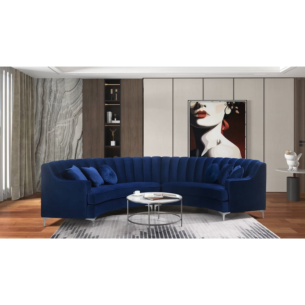 142"Velvet Fabric Curve Sectional Sofa - 142"