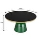 preview thumbnail 18 of 16, 30-Inch Round Coffee Table Glass/Stone Tabletop with Gold Iron Rim Frame Glass Pedestal Base