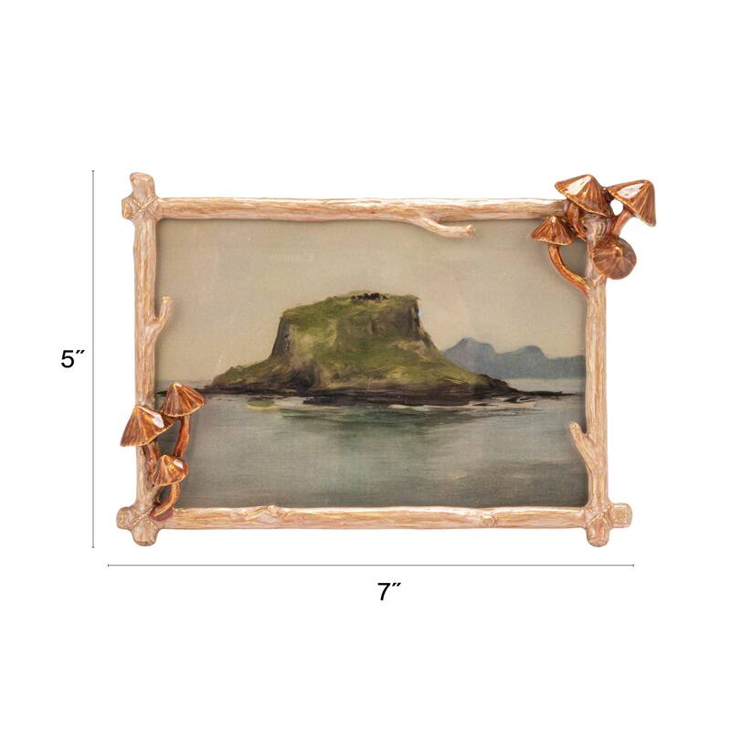 Enameled Metal Photo Frame with 3D Mushrooms