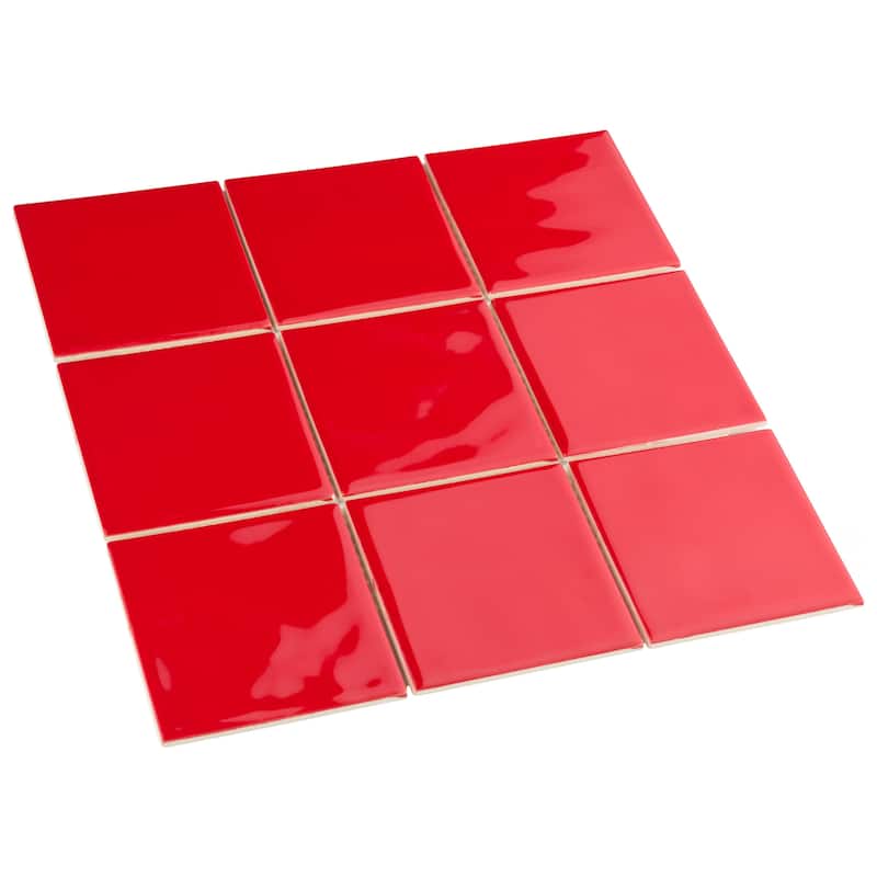 Merola Tile Twist Square Red Cherry 11-3/4" x 11-3/4" Ceramic Mosaic Wall Tile