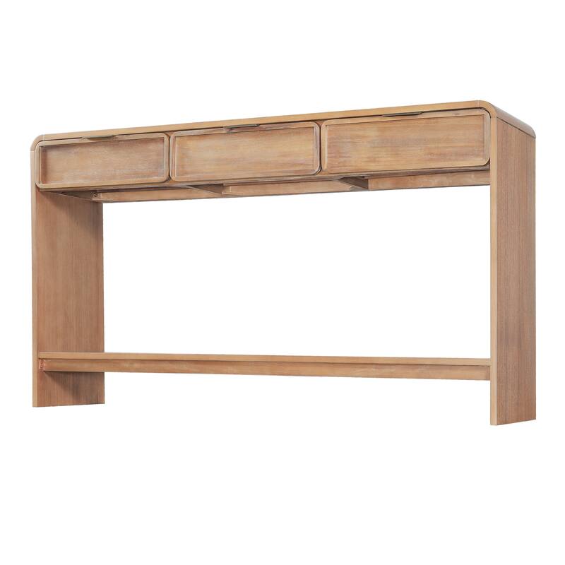 Christopher Knight Home - Alora Natural Acacia Console Table with 3 Drawers and Open Shelf for Living Room or Hallway Storage