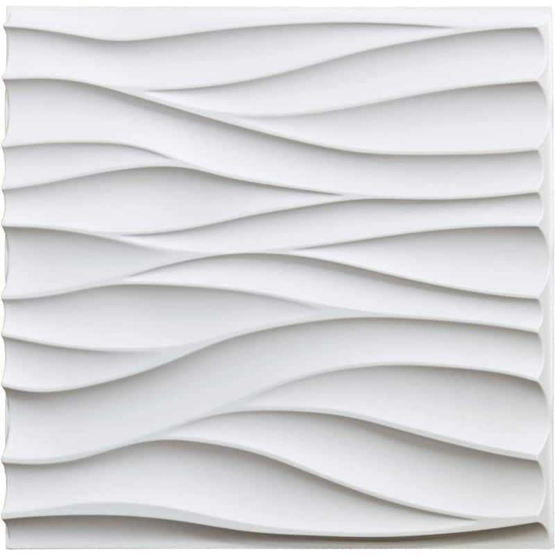 Art3d 19.7''x19.7'' PVC 3D Wall Panels,White Wave Design,12 Panels,32sq ft - White
