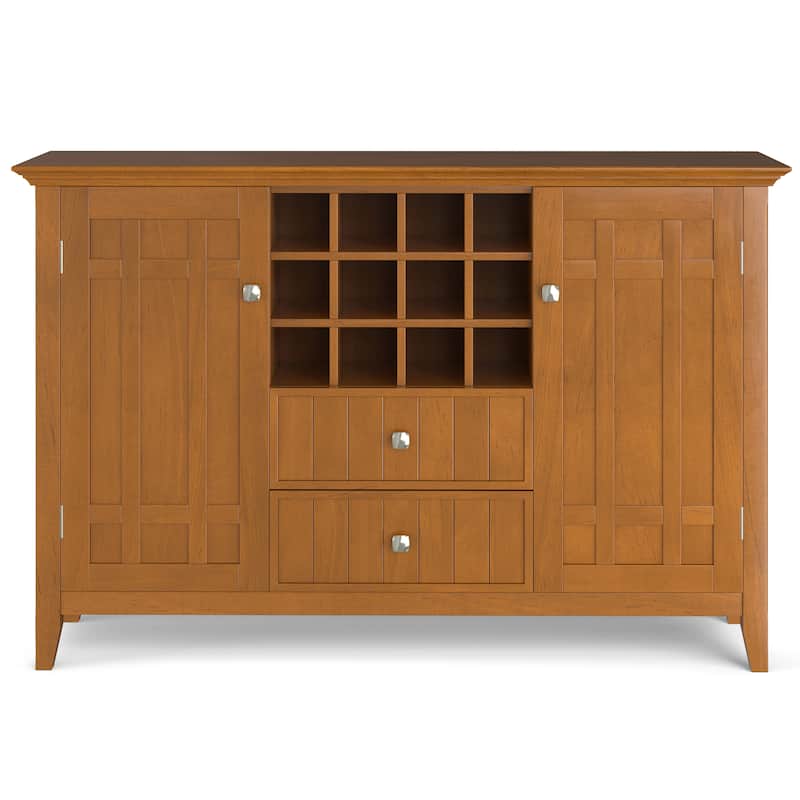 WYNDENHALL Freemont SOLID WOOD 54 inch Wide Transitional Sideboard Buffet and Wine Rack - 54 W x 17 D x 36 H