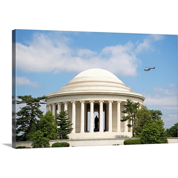 "Helicopter flying over Jefferson Memorial, Washington DC, United States" Canvas Wall Art