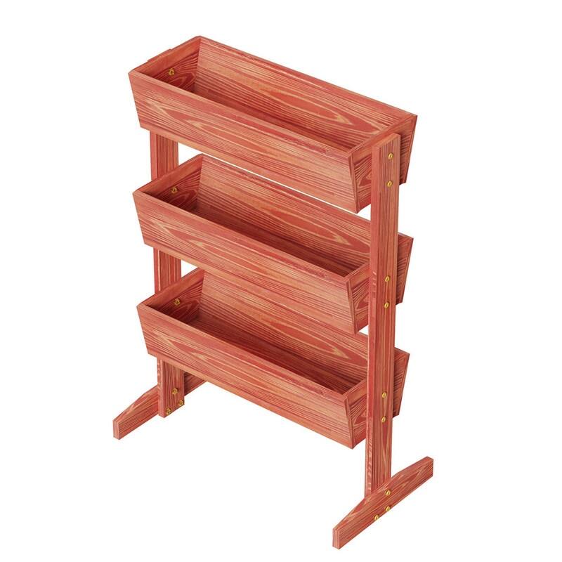 Vertical Raised Garden Bed with 3 Containers, Elevated Freestanding Herb Planter Box Growing Vegetable, Strawberry, Flower