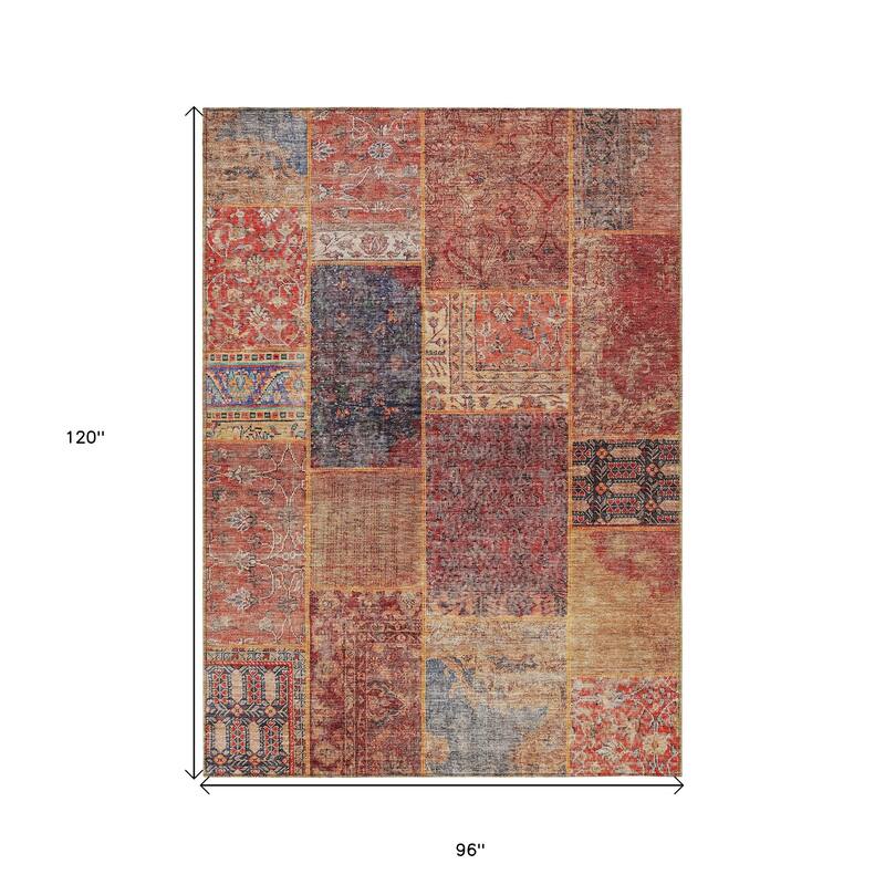 HomeRoots Patchwork Transitional Rectangle Outdoor Rug