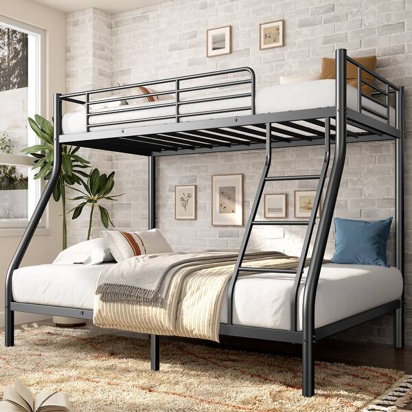 slide 2 of 16, Modern Black Metal Bunk Bed Full