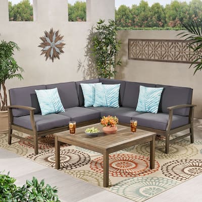 Perla Acacia Outdoor 5-seat Sectional Set by Christopher Knight Home