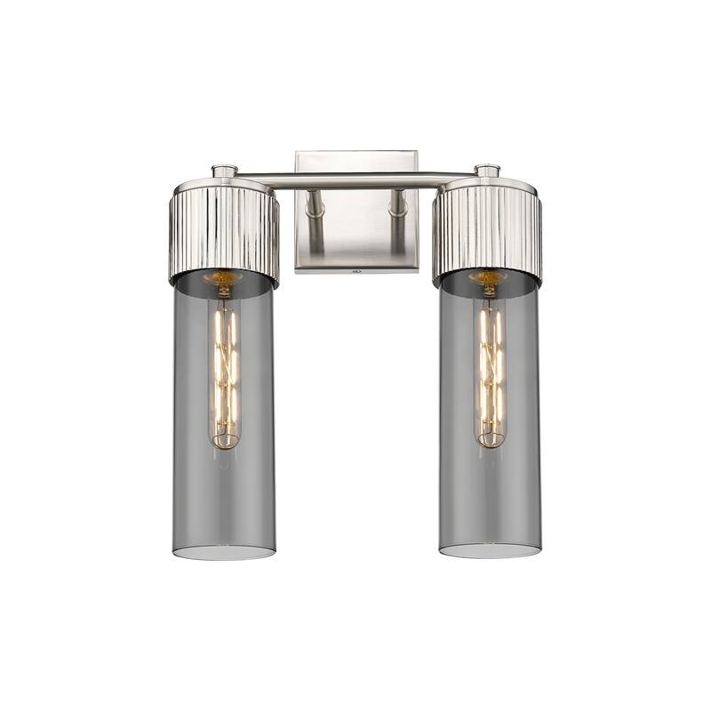 Innovations Lighting Bolivar - 2 Light 12" Wall-Mounted Sconce - Satin Nickel/Light Smoke