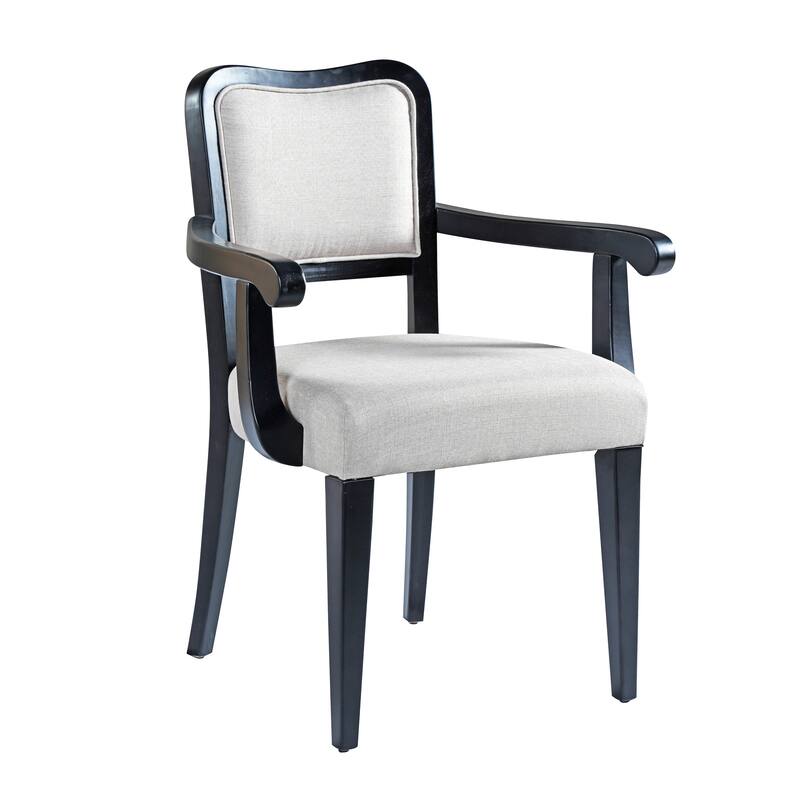 Dining Chairs Set of 2, Upholstered Solid Wood Dining Room Chairs, Traditional Fabric Kitchen Armchairs with Curved Back