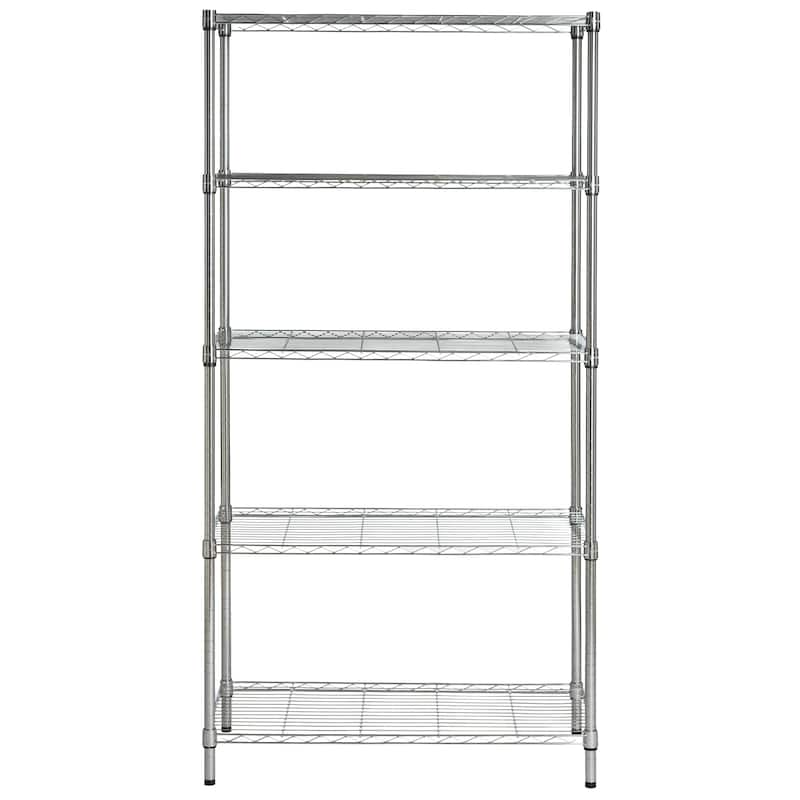 SAFAVIEH Storage Debi 5 Tier Heavy Duty Commercial Chrome Wire Shelf - 35.7" x 18" x 71" - 36Wx18Dx71H