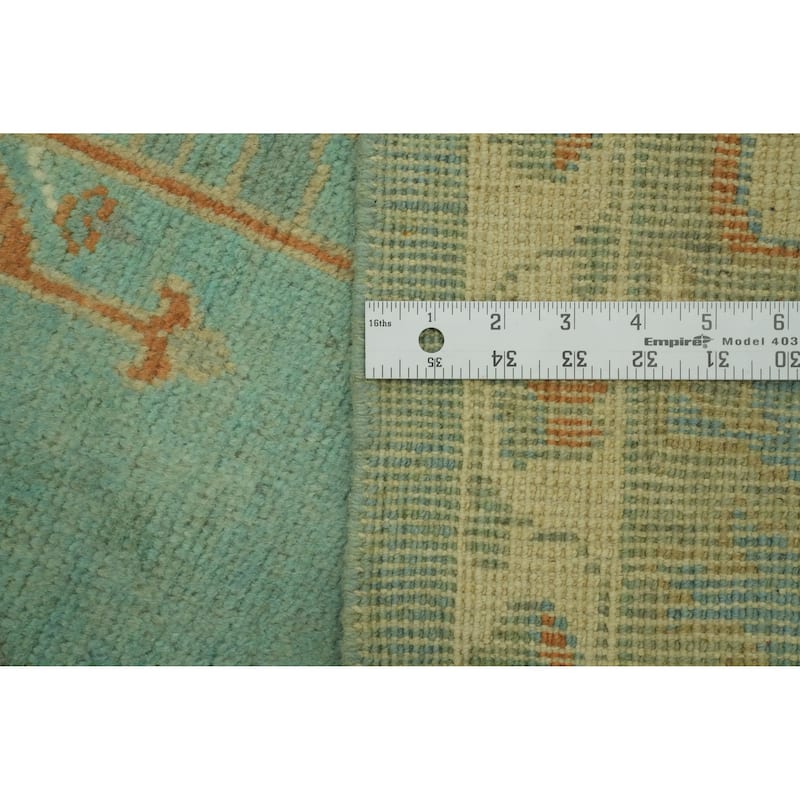 Handmade Wool Oushak Turkish Area Rug, Floral Geometric Carpet - 10' 0'' X 8' 3''