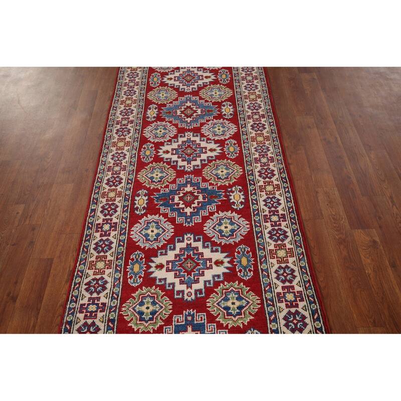 Kazak Oriental Rug Hand-Knotted Wool Carpet - 2'7" x 19'3"