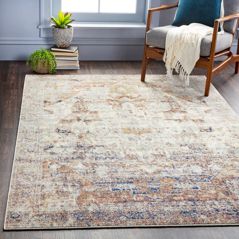 Artistic Weavers Jacoba Indoor/ Outdoor Distressed Medallion Area Rug - 5'3" x 7'3" - Grey