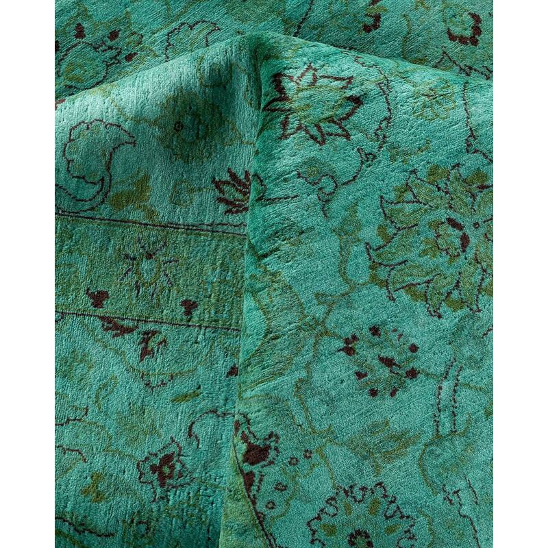 Fine Vibrance, One-of-a-Kind Hand-Knotted Area Rug - Green, 9' 1" x 11' 10" - 9' 1" x 11' 10"
