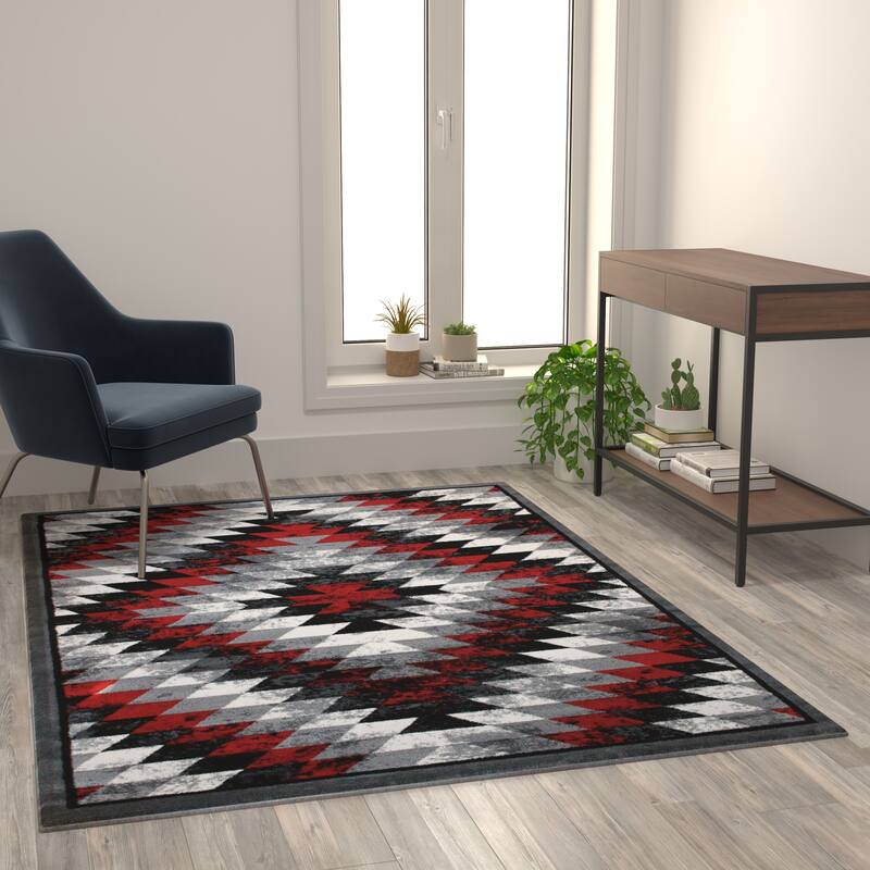 Southwestern Style Diamond Patterned Indoor Area Rug
