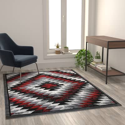 Southwestern Style Diamond Patterned Indoor Area Rug