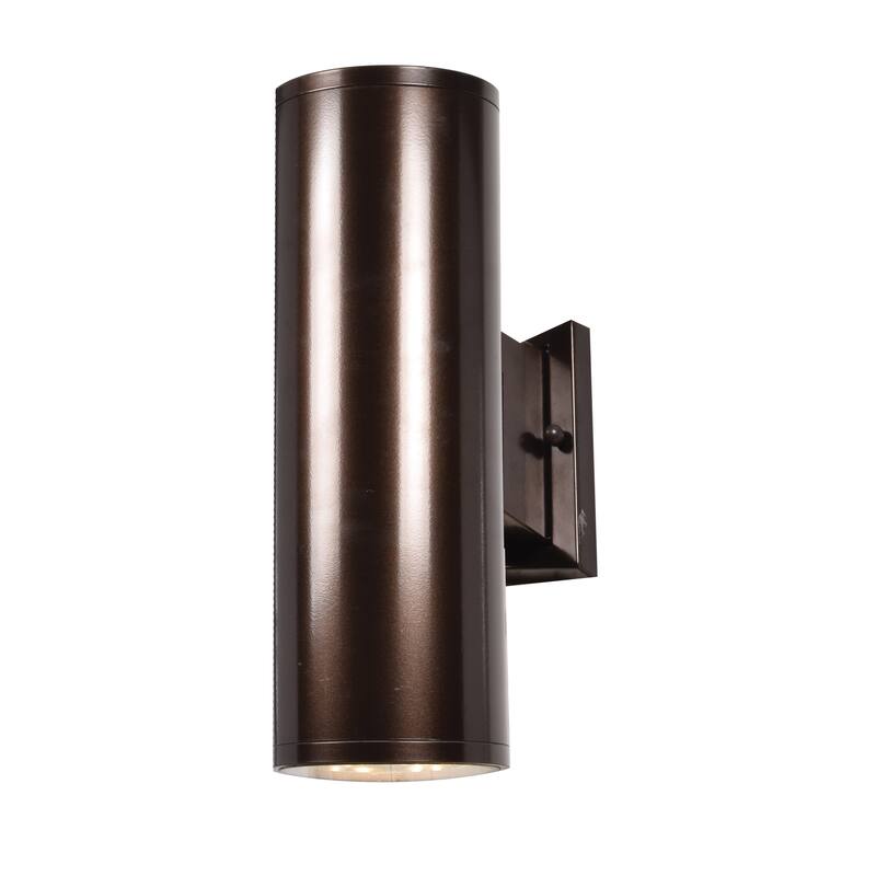 Sandpiper - LED Outdoor Round Cylinder Wall Fixture - Small - Bronze Finish - Frosted Glass Diffuser