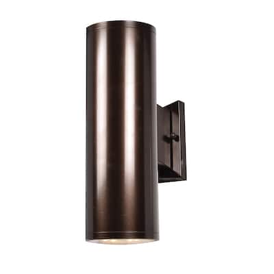 Sandpiper - LED Outdoor Round Cylinder Wall Fixture - Small - Bronze Finish - Frosted Glass Diffuser