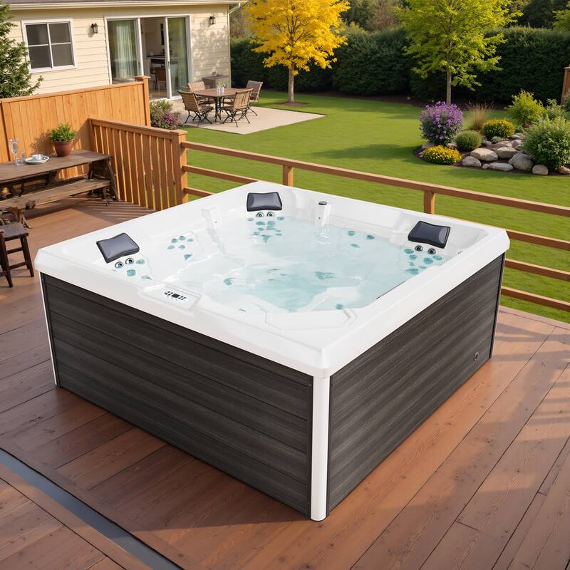 Patiowell 4-Person 41 Jets Hot Tub with Digital Control System-The Fresh Water System and LED Lighting-Intelligent