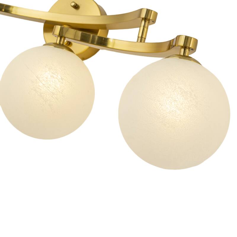 Modern Vanity Light with Frosted Seeded Glass Globes for Bathroom