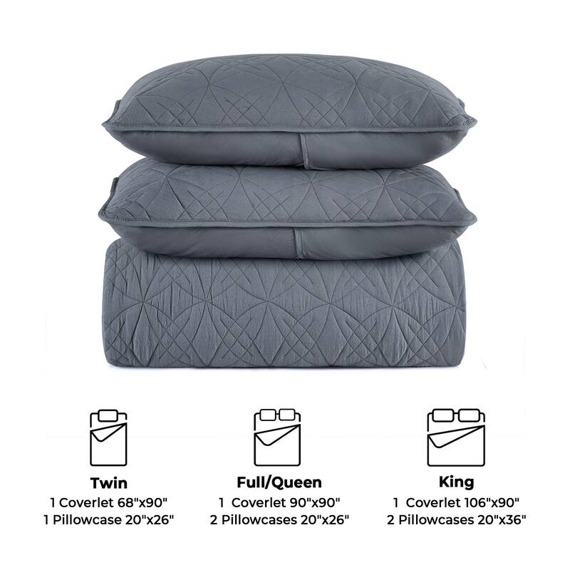 3-Piece Reversible Ultra Lighweight Coverlet Premium Microfiber Bedspread Quilt Set
