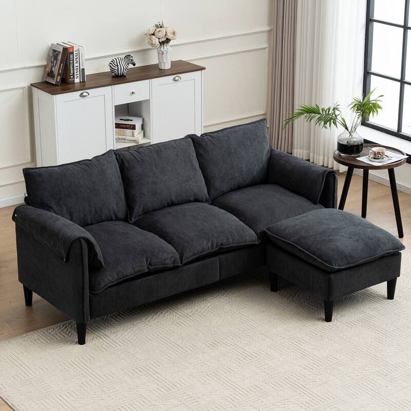 78.74" 3-Seater L-Shaped Convertible Sofa with Footstools & Storage
