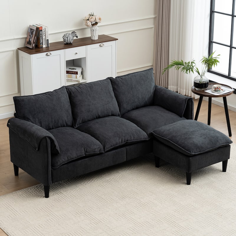 Convertible L-shaped Chaise Sectional Sofa with Storage Ottoman
