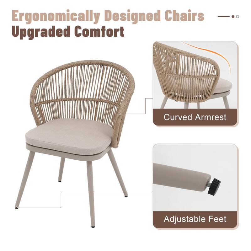 Outdoor 7-Piece Dining Chair with Shell-Shaped backrest and Table Set