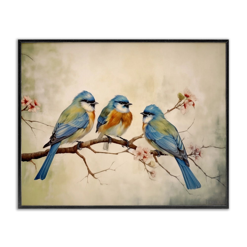Stupell Bird Trio on Branch Framed Giclee Art Design By Arlington Prints