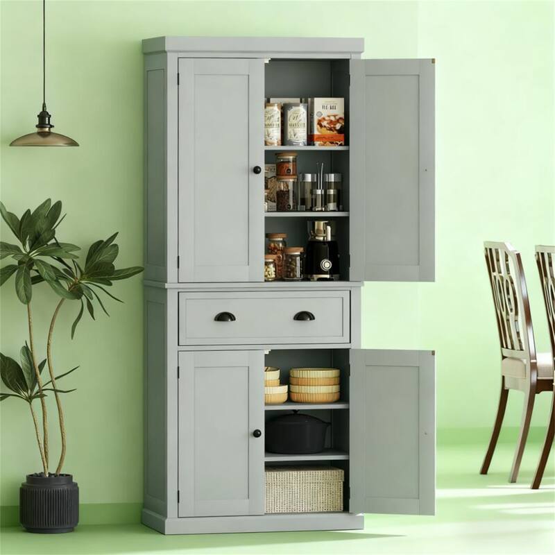 72.5" Freestanding Kitchen Food Pantry Cabinet
