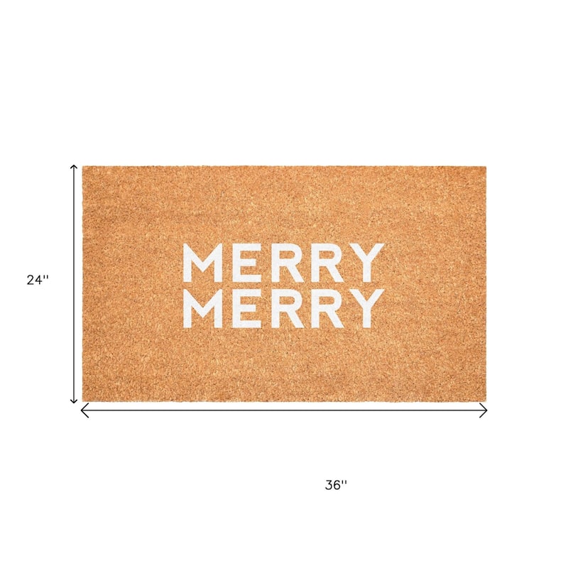 HomeRoots 24" X 36" Brown And White Christmas Outdoor Coir Door Mat - 24.00' X '36.00