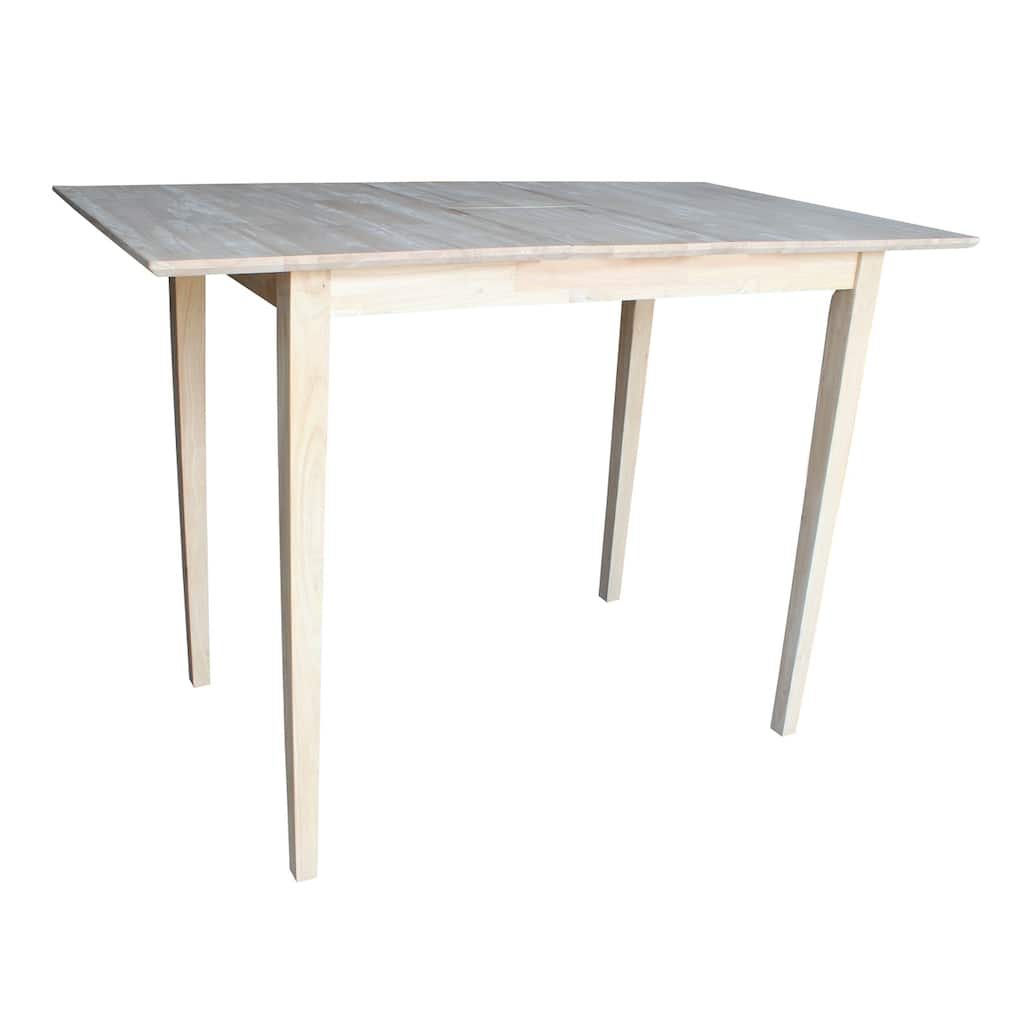 International Concepts 32-inch Wide Unfinished Shaker Style Parawood Bar Height Dining Table with Butterfly Extension