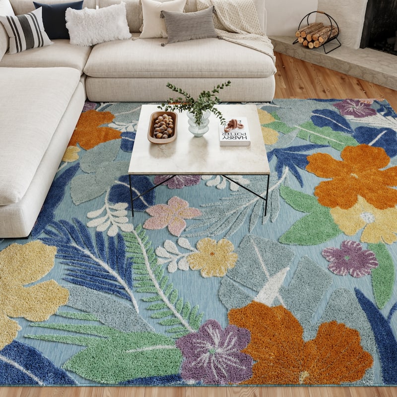 Nourison Suncoast Indoor/Outdoor Floral Area Rug.